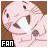 Pixelated static icon showing a light-skinned person with brown hair wearing white clothing, with the word "FAN" in blocky text at bottom left.