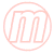 A static pixelated icon featuring a light pink circular outline enclosing three stylized vertical shapes resembling abstract letterforms or symbols on a white background.