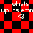 Red and black checkered background with repeated text 'whats up its emn' and '<3' in white pixelated font.