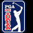 Animated golf icon set featuring multiple golfer silhouettes in various swing poses with PGA TOUR branding elements.