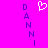 A static pixel art image with a bright pink background, featuring a white heart symbol and purple text arranged vertically on both sides.