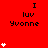 Red background with black text 'I luv Yvonne' and white heart symbols in various quantities