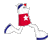 Pixelated character in red outfit with white star, blue-and-white headwear, and ice skates performing running motion