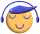 Four cartoon-style animated buddy icons arranged in a 2x2 grid, each depicting a smiling face with closed eyes wearing headphones and a colored beret-like headband.