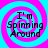 Four identical display a cyan and magenta spiral background with black text reading "I'm Spinning Around" in a pixelated font