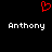 Red pixelated heart symbol above two identical white text labels on black background.