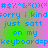 Pixelated text in blue on a pink and green gradient background, repeating 'sorry i kind just satt on my keyboard=p' with symbol patterns above and below.