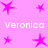 Pink background with multiple pink star icons and repeated white text "Veronica" in pixelated font.