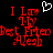 Red pixelated text on black background reads "I Love My Best Friend Alesh" with a white heart symbol above the text, displayed in two identical side-by-side