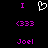 Static pixel art displays purple text and a white heart symbol on black background with identical left and right sections.