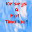 Red pixelated text reads "Kelseys A Hot Timallaa!!" over a blue and white cloud-like background with a gray rectangular overlay on the right side.