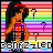 Pixelated character with long black hair and red headband stands against rainbow stripes, holding hand to chest as question marks shift positions.