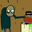 Pixelated cartoon character holding a rusty kettle with text about caring for it on brown background