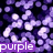 Purple and white pixelated shapes resembling raindrops fall against a dark background, with 'purple' and 'rain' text labels on purple bars.