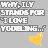 Pixelated text reads 'WHY, ILY STANDS FOR I LOVE YOUING.' Below text, a small colorful pixel cluster appears on a gray background.