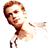 Pixelated static image of a person with brown hair in profile view holding an object, rendered at low resolution on white background.
