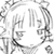 Static grayscale pixel art icon depicting a stylized character with flowing hair and abstract shapes, likely from an anime or game series, rendered in low-resolution 256x256 pixels.