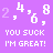 Animated contact sheet of a pixel art icon showing text changes across 17 frames with color variations on 'I'M GREAT!' and underline effects.