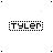 pixelated 'Tyler' text labels with dotted borders, featuring cross-shaped patterns and a small black heart symbol in the bottom-right corner