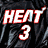 Animated image of a basketball player with text overlays showing 'HEAT 3' and 'DWYANE WADE' in red neon-style lettering against dark fabric background.