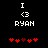 Pixelated white text and red heart symbols on a black background, with two identical frames showing slight heart position differences.
