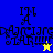 Pixelated text 'IM A DANCING STAR' with a yellow star on blue background and blue star on yellow background, both with gray side