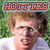 Two pixelated figures with 'HOTTIES' text above them, one in white shirt and the other in striped shirt against green background.