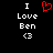 Static pixel art displays 'I Love Ben <3' text with a red heart symbol replacing the 'Love' word, all on black background.