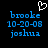Pixelated blue text on black background with white heart symbol above, showing two identical static frames side-by-side.