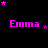 A black background displays four of pink 'Emma' text with purple and pink star animations above each