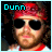 A 48x48 pixel animated buddy icon featuring a person with sunglasses and a red headband, displayed in two frames showing color variation of the text "Dunn".