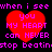 Red heart-shaped icon with pink text on black background, repeating 'when i see you my heart can never stop beating' in pixelated font.
