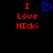 A static pixel art image with red text and a blue heart symbol on black background.