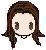 Four pixelated avatar faces with brown hair, each showing distinct facial expressions including neutral, smiling, and blushing, arranged in a