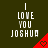 A dark green background displays repeated text "I LOVE YOU JOSHUA" with red triangular shapes containing heart symbols, showing animation changes in the heart and triangle positions.