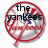 Circular red-outlined icon with crossed baseball bat and ball, displaying sequential text: 'the yankees', then 'are', then 'my hero' over the same background.