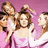 Three people in pink clothing pose against a purple background with yellow text on the right reading 'haha plastics arent they just the best!!!'
