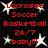 Red text lists sports terms and phrases on black background with white starbursts, arranged in two identical vertical