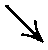 Black pixelated arrow pointing downward-right on white background, rendered in low-resolution raster style with jagged edges.