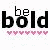 Pixelated text 'be bold' repeated three times horizontally with pink heart symbols below, showing animation changes in heart count and spacing across observations.