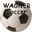 A soccer ball icon with text overlays showing different names and a number