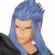 Pixelated character with blue hair and black clothing on left, white text 'the luna diver' on black background right.