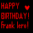Pixelated birthday graphic with red text, heart symbols, and three character portraits on a black background.