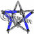 Two animated frames of a blue and gray pentagram icon with swirling motion effects on white background.