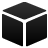 Black wireframe cube icon with white outlines on a gray background, viewed from above showing top and two side faces.