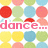 Pixelated image with colorful circles and pink text reading "dance... as if no one is watching!!" on a white background.