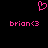 Pixelated pink heart symbol above two identical lines of text reading 'brion<3' on a black background.