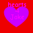 Four identical purple heart-shaped icons with pink text 'hearts 4 Jake' on a red background, arranged in a two-by-two