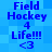 Blue pixelated text on blue background reads Field Hockey 4 Life!!! <3 repeated in two vertical