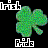 Two side-by-side pixel art frames of an animated buddy icon featuring a four-leaf clover with